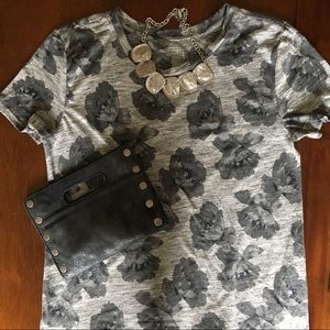 LOFT Floral T-Shirt, Black and Grey, M